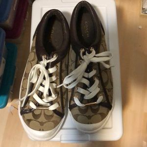 Brown Coach signature chuck taylor style sneakers